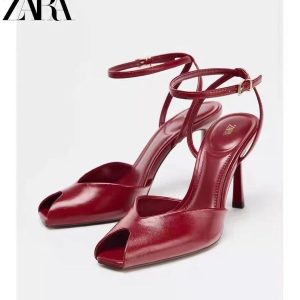 Red Stiletto Fish Mouth Sandals women's high heels